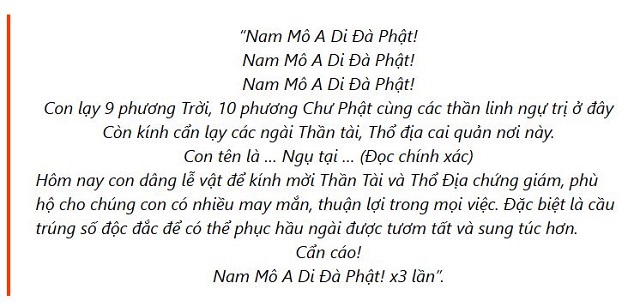 Văn khấn cầu trúng số ông Thần Tài Văn khấn cầu trúng số ông Thần Tài