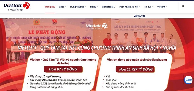 Truy cập vào trang chủ website chính thức của Vietlott